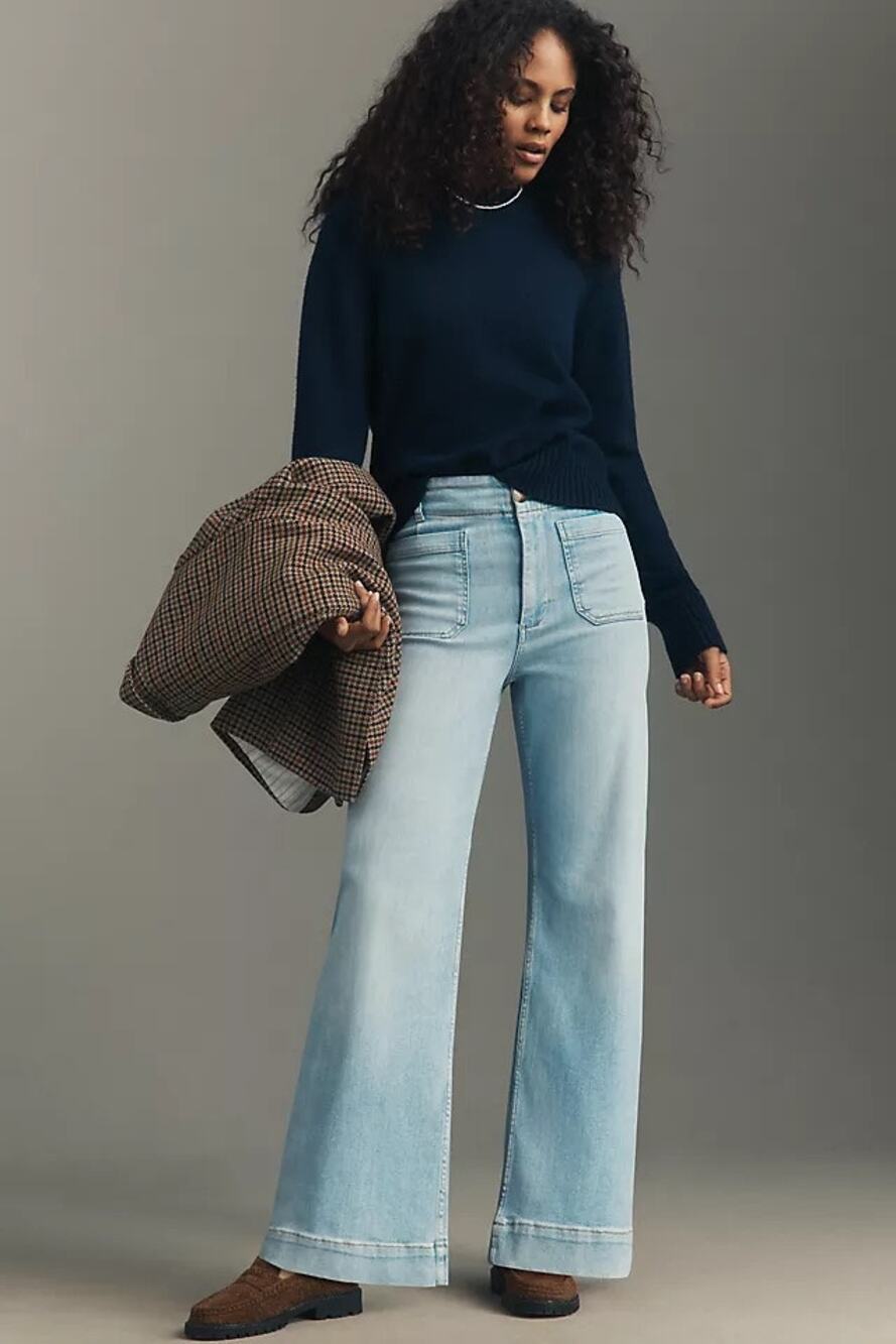 Anthropologie Maeve The Colette Full Length Wide Leg Jeans
